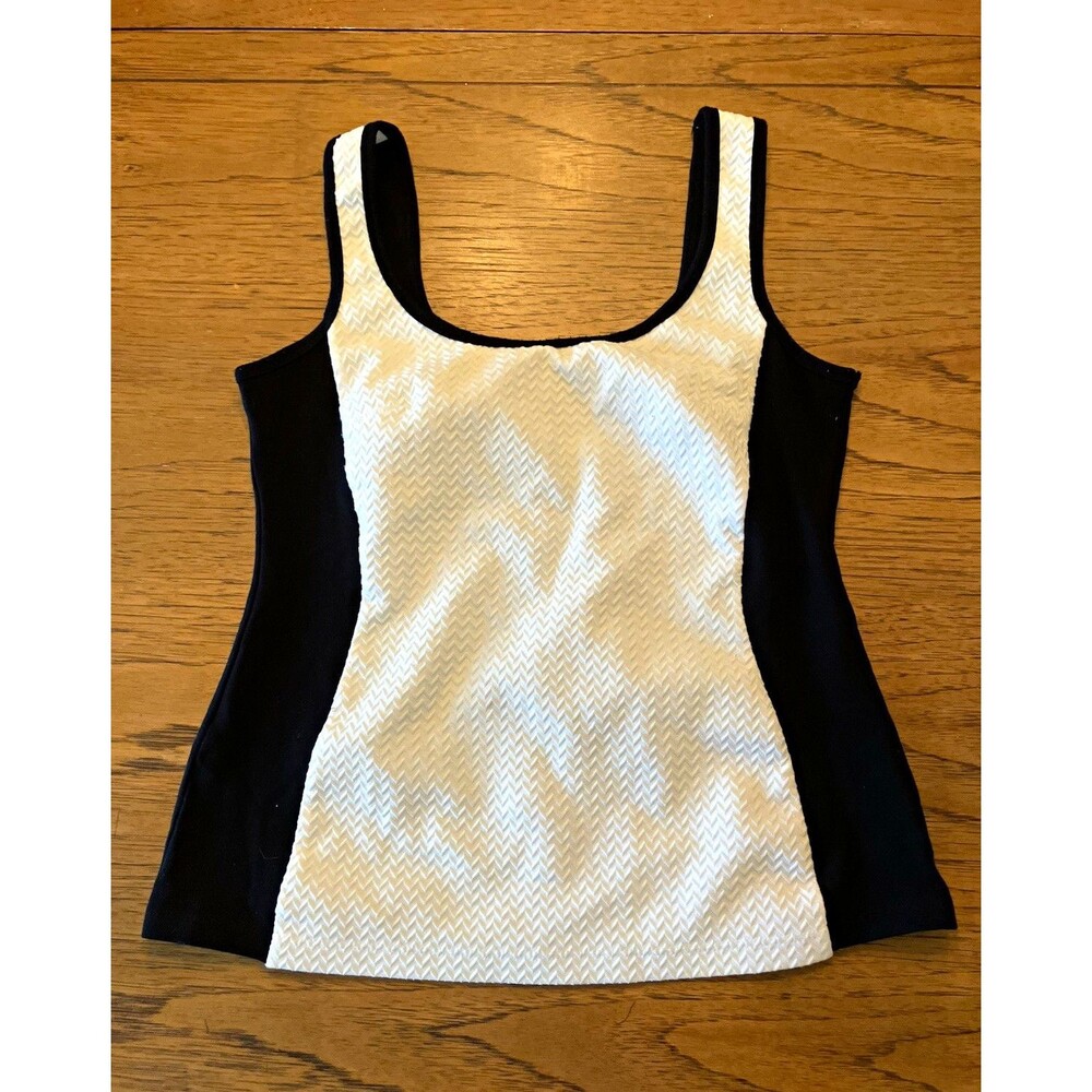 Women’s One Piece Swimsuit Black/White Colorblock Racerback Lined Size 2 Cup B